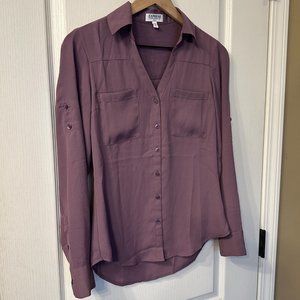 Express | The Portofino Shirt Slim Fit Womens XS Lavender Purple LS Button Up